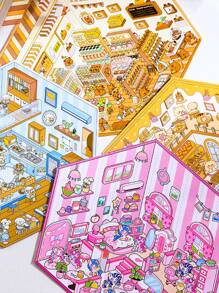 适用于微型房屋场景、DIY 工艺和日记的 3D 装饰贴纸，无需裁剪，学校用品，返校 - 彩色 - 查看 3