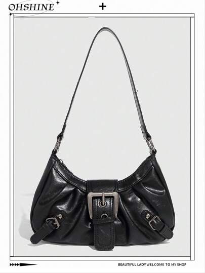 1pc PU Leather Women's Handbag, Versatile Retro Small Bag, Fashionable Crescent Bag, Y2K Babe Bag, Shoulder Underarm Bag, New Moon Bag, Burgundy Color Ladies Bag, Maroon Color Purse, 2000s Fashion Style Bag For Women, Vintage Bag For Women, Street & Japanese Bag For Women