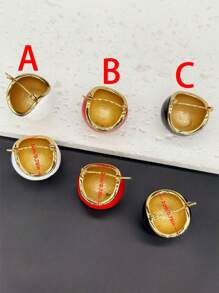 中古风格半圆形珐琅耳环和不锈钢耳环 - 彩色 - 查看 2