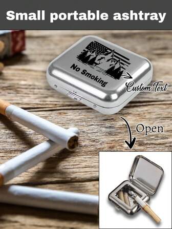 Personalized Stainless Steel Portable Ashtray For Outside Patio Cigarette Butt Disposal Outdoor Car Ashtrays With Lid For Cup Holder Smell Proof