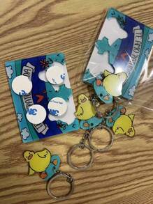 2pcs Cute Yellow Duck Pressing Style Keychain, Acrylic Cartoon Duck Keychain With Heart Design,For Jewelry Making Crocheting Crafts Arts Backpack Decor,Luxury Handbag Accessory,Valentine's Day,Fashion Jewelry Accessories,Couples Birthday & Holiday Gifts,Suitable For Bag Charm Car Keys - Multicolor - View 6