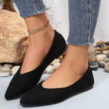 Scarpe casual piatte nere, senza lacci, comode e versatili da indossare per le donne, adatte per tutte le stagioni - nero - Visualizzare 2