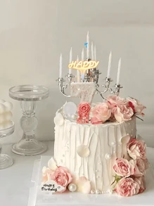1支创意粉白渐变玫瑰花数字蜡烛，适用于生日蛋糕、派对及蛋糕装饰、房间装饰、礼物、生日蜡烛、生日装饰、生日快乐、蛋糕蜡烛、毕业典礼房间装饰 - 彩色 - 查看 10