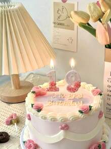 1支创意粉白渐变玫瑰花数字蜡烛，适用于生日蛋糕、派对及蛋糕装饰、房间装饰、礼物、生日蜡烛、生日装饰、生日快乐、蛋糕蜡烛、毕业典礼房间装饰 - 彩色 - 查看 12