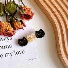 مشابك شعر بلاستيكية ثلاثية اللون من الأسيتات بتصميم قطة وتمساح، مشابك شعر مخالب، اكسسوارات شعر، أدوات مدرسية