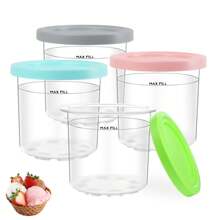4-Pack Ice Cream Containers Compatible With Ni-Nja Creami Series Ice Cream Maker, Replacement Creami Pints Containers And Lids, Dishwasher Safe - 僅適用於 Ni-nja Creami NC300UK,NC300UKCP,NC299AMZ,NC301 - 查看 1