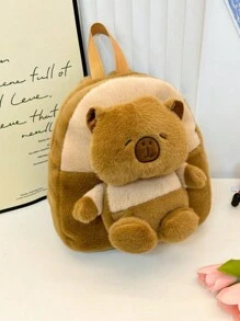 1 件毛绒卡通水豚水豚丑娃娃水豚背包毛绒玩具背包礼物，轻便减负背包大学生，可调节单肩带独立侧袋，容量大，耐磨，适合学校日常生活 - 肩膀包 - 查看 14