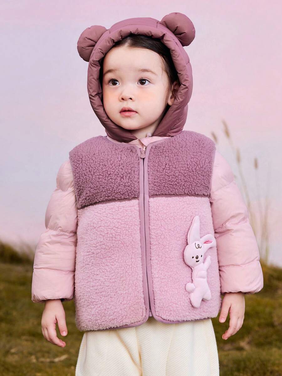 mini bala Boys' & Girls' Reversible Fleece Vest & Hooded Down Jacket Winter Collection - Pink - View 1