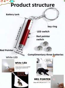 1pc/2pcs/5pcs Random Mini Portable Laser Pointer Cat Toy, Pet Training Interactive Toy, Aluminum Alloy Laser Pointer Wand With White LED + Infrared, Pet Cat Teaser Laser Pen