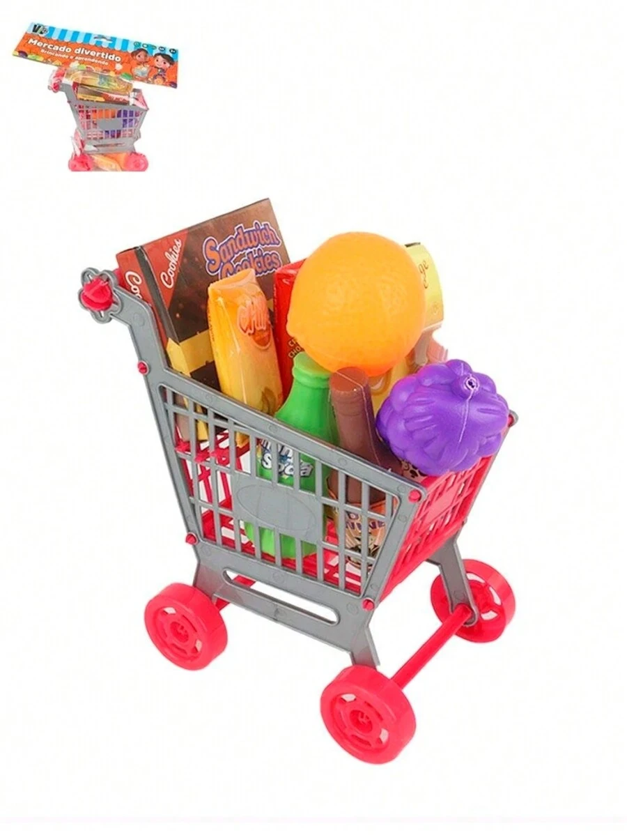 Plastic Shopping Cart Toy Supermarket Shopping Cart - 彩色 - 查看 1