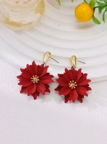 1 paire de boucles d'oreilles fleuries exagérées et vives à la mode, boucles d'oreilles polyvalentes élégantes pour femmes, idéales pour les voyages et les stations balnéaires - boucles d'oreilles fleurs - Voir 15
