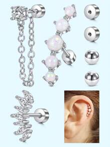 精致耳骨耳钉 16G 软骨耳环耳钉环状耳屏耳钉耳钉软骨穿孔首饰前耳轮耳环环状耳轮耳甲海螺不锈钢穿孔首饰 - 彩色 - 查看 8