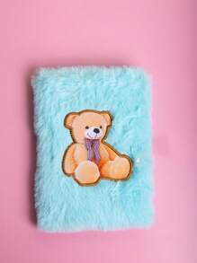 A6 Embroidered Bear Plush Notebook With Lock 1 Student Diary Book, Girls Magazine, Boys And Girls Gift Book 80 Inner Pages Two Styles To Choose From - Multicolor - View 9