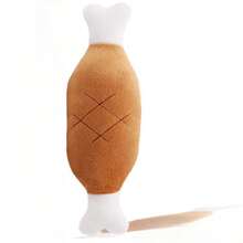 1入組小型犬抗咬雞腿造型毛絨玩具，發聲狗玩具，有趣貓玩具，自娛娛寵物玩具 - 橘色 - 查看 7