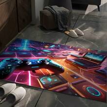 1pc Colorful & Stylish Gaming Themed Area Rug, Interesting Cartoon INS Inspired Rectangle Soft Anti-Slip Carpet, Suitable For Outdoor, Entryway, Living Room, Bedroom, Laundry Room, Bathroom, Game Room, Machine Washable, Household Decoration