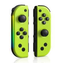 带 8 色 RGB 灯的轻型无线游戏手柄，左右键兼容 Switch/Lite/Switch OLED，带 6 轴陀螺仪、涡轮增压和振动 - 彩色 - 查看 6