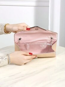 Túi đựng đồ ăn tối đính sequin lấp lánh và quyến rũ dành cho nữ, Túi xách lật kim loại thời trang và thanh lịch, Túi đeo chéo có dây xích kim loại, Túi dự tiệc, Túi đeo nách cho cô dâu, Thích hợp kết hợp với váy dạ hội, váy cưới, váy bó, Hoàn hảo cho tiệc cưới và tiệc ngày lễ, khiêu vũ và tiệc tối. - Hồng - Xem 7