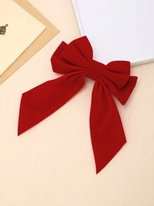 1pc Fashion Elegant Big Red Bow Hair Clip, Perfect For Daily Wear, Girls Hair Accessories Valentine's Day Valentines Claw Clips Hair Claws Hair Barrettes, Christmas, Bows, Cute, New Year Glamour, Head Accessories, Hairpin - Red - View 2