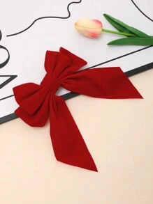 1pc Fashion Elegant Big Red Bow Hair Clip, Perfect For Daily Wear, Girls Hair Accessories Valentine's Day Valentines Claw Clips Hair Claws Hair Barrettes, Christmas, Bows, Cute, New Year Glamour, Head Accessories, Hairpin - Red - View 3