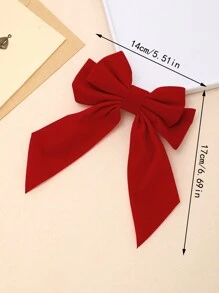 1pc Fashion Elegant Big Red Bow Hair Clip, Perfect For Daily Wear, Girls Hair Accessories Valentine's Day Valentines Claw Clips Hair Claws Hair Barrettes, Christmas, Bows, Cute, New Year Glamour, Head Accessories, Hairpin - Red - View 5