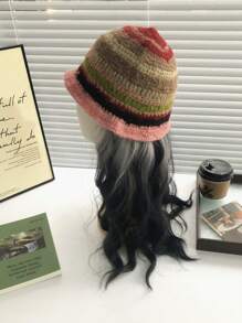 1 chiếc mũ len thủ công Atmosphere Sense, mũ len ngư dân màu tương phản hợp thời trang, đa năng và tôn dáng cho phụ nữ, phụ kiện mùa thu/đông ấm áp, mũ len Giáng sinh mùa đông - Nhiều màu - Xem 6