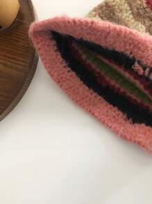 1 chiếc mũ len thủ công Atmosphere Sense, mũ len ngư dân màu tương phản hợp thời trang, đa năng và tôn dáng cho phụ nữ, phụ kiện mùa thu/đông ấm áp, mũ len Giáng sinh mùa đông - Nhiều màu - Xem 10