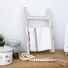 Wooden Tea Towel Ladder, Mini Ladder Towel Rack Display Hanger, Small Rustic Farmhouse Tea Towel Stand Holder For Country Bathroom Decor - 1 Pack - View 8