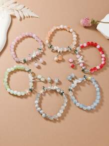 Set di 6 braccialetti con farfalle in cristallo e effetto sfumato screpolato, carini e adorabili, idea regalo per ragazze, realizzati a mano con differenze di colore per ogni lotto