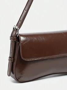 1pc Fashionable Retro Angola Red Baguette Bag, Faux Oily Wax Leather With Animal Prints (Leopard, Snake, Suede), Adjustable Shoulder Strap, Suitable For Dates, Outings, Parties - màu nâu - Xem 3