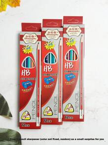 12 Bút chì kẻ sọc vàng đen đơn giản và cổ điển hàng ngày có tẩy, Giá đựng bút lục giác, Tay cầm thoải mái, Tư thế cầm bút được điều chỉnh, Bài viết của học sinh, Vẽ nghệ thuật, Bút chì phác thảo - Nhiều màu - Xem 11