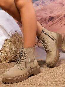 Vintage Stil Herbst/Winter Neue Chic Britische Seitlicher Reißverschluss Damen Knöchel Stiefel, Schnür-Reitstiefel bis zur Wade