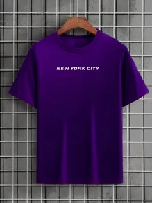 Men's New York City Printed T-Shirt Imported Casual Cotton Tshirt - Màu tím - Xem 1