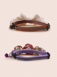 2 件套仿蝴蝶玫瑰宠物牵引绳项圈 - 粉色 - 查看 6