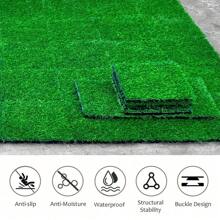 Artificial Grass Turf Tiles Interlocking Set Of 35pcs, Fake Grass Tiles Self-Draining For Pet Indoor/Outdoor Flooring Decor, 12x12in Grass Green,ElegantAbode
