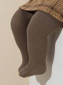 4 件装婴儿/幼儿纯色竖条纹保暖内衬打底裤，温暖柔软，舒适，适合秋冬季日常穿着或节日礼物，颜色随机 - 彩色 - 查看 4