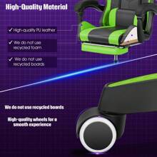 RGB Gaming Chair With Speakers Massage Computer Gaming Chair With LED Lights And Footrest High Back Video Game Chair For Adults Black - 綠色 - 查看 7
