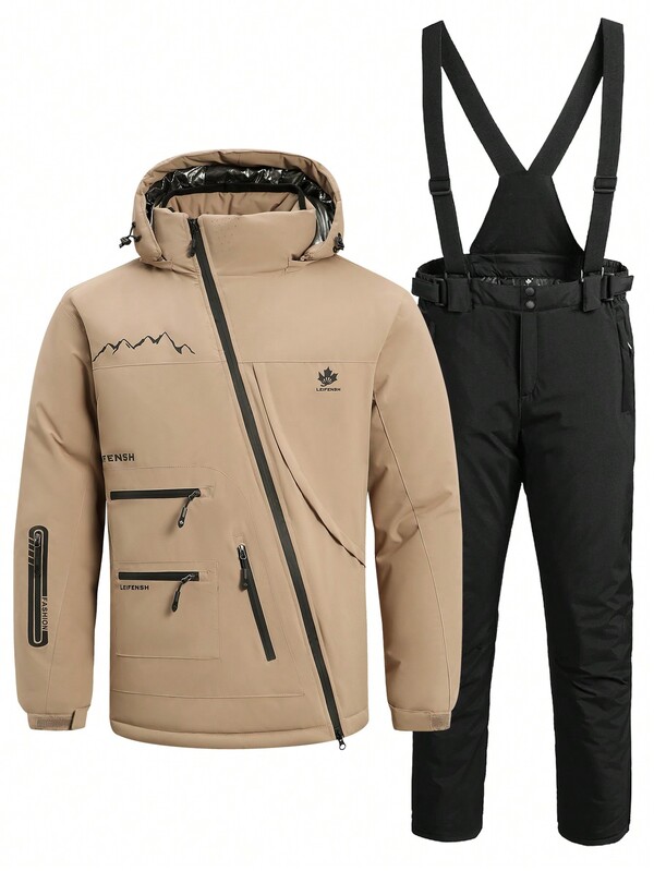 2 pezzi Set sportivo da esterno per uomo stile boyfriend, tuta sportiva e casual professionale, giacca e pantaloni da sci HX506-1 Completo da sci