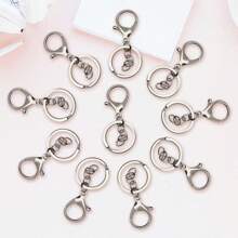 12/20/30个装龙虾爪扣钥匙扣，DIY工艺钥匙扣配件，带钥匙圈夹钩，适用于钥匙圈制作、珠宝制作，金属龙虾扣旋转触发夹，带开口钥匙圈 - 中8龍蝦扣 - 查看 4