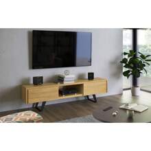 Simpli Home Lowry 72 Inch Oak TV Media Stand Solid Acacia Wood Industrial Storage Cabinet - 彩色 - 查看 2