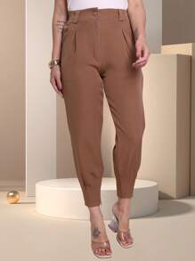 CARROT JOGGER PANTS TAILORED FOR WOMEN WITH ZIPPER HEM - Khaki - View 1
