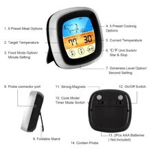 TERMOMETRO DIGITAL DE COCINA IDEAL PARA CARNES - Plateado - Ver 4