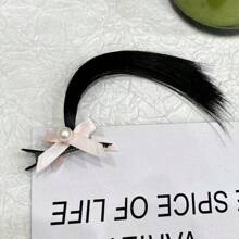 1PC Tóc giả búi không gian cho bé gái, kẹp tóc mini hình móng vuốt trong tóc giả búi rối & tai mèo, phụ kiện tóc giả đính ngọc trai giả, tóc giả búi cao cho bé gái - Nhiều màu - Xem 2