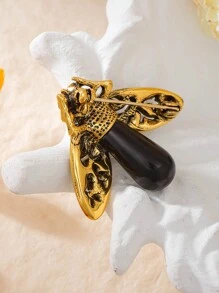 1 件简约优雅蜜蜂胸针高端复古时尚锆石镶嵌仿动物巴洛克设计工艺女士优雅小胸花胸针宴会派对日常佩戴配套配饰 - 金色 - 查看 7