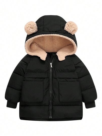 Young Boy 3D Ear Design Long Sleeve Warm Casual Jacket For Winter