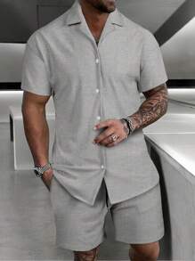 Men's Comfortable Fashion Polo Shirt - 灰色 - 查看 1