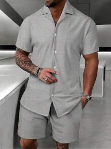 Men's Comfortable Fashion Polo Shirt - 灰色 - 查看 2