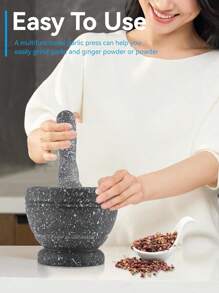 1 件花岗岩花纹大蒜粉碎机、家用研杵和研钵、辣椒粉研磨机、手动大蒜切碎机、塑料胡椒研磨机、厨房小工具、厨具