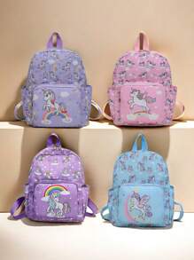 1 件新款儿童书包，适合返季，大容量印花休闲简约轻便护脊背包，可爱卡通独角兽，彩虹，动画，透气，超轻，抗菌，耐磨，防盗，抗震，减负，防割，教育，适合幼儿园，小学生，中高年级，学校，购物，旅行，秋冬季日常使用。背包，书包，儿童书包，小背包，书包学校，学校背包，背包，儿童书包，儿童行李箱，儿童背包，幼儿背包，迷你背包，幼儿园书包非常适合女孩，孩子，学校女孩，青少年女孩儿童旅行包，儿童女孩书包，独角兽 - 獨角獸雙肩包 - 查看 1