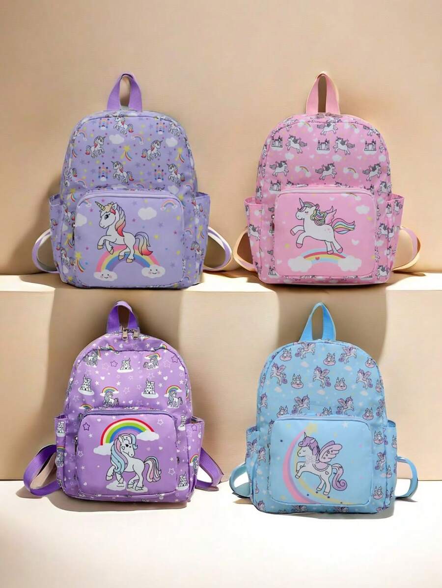 1 件新款儿童书包，适合返季，大容量印花休闲简约轻便护脊背包，可爱卡通独角兽，彩虹，动画，透气，超轻，抗菌，耐磨，防盗，抗震，减负，防割，教育，适合幼儿园，小学生，中高年级，学校，购物，旅行，秋冬季日常使用。背包，书包，儿童书包，小背包，书包学校，学校背包，背包，儿童书包，儿童行李箱，儿童背包，幼儿背包，迷你背包，幼儿园书包非常适合女孩，孩子，学校女孩，青少年女孩儿童旅行包，儿童女孩书包，独角兽 - 獨角獸雙肩包 - 查看 1