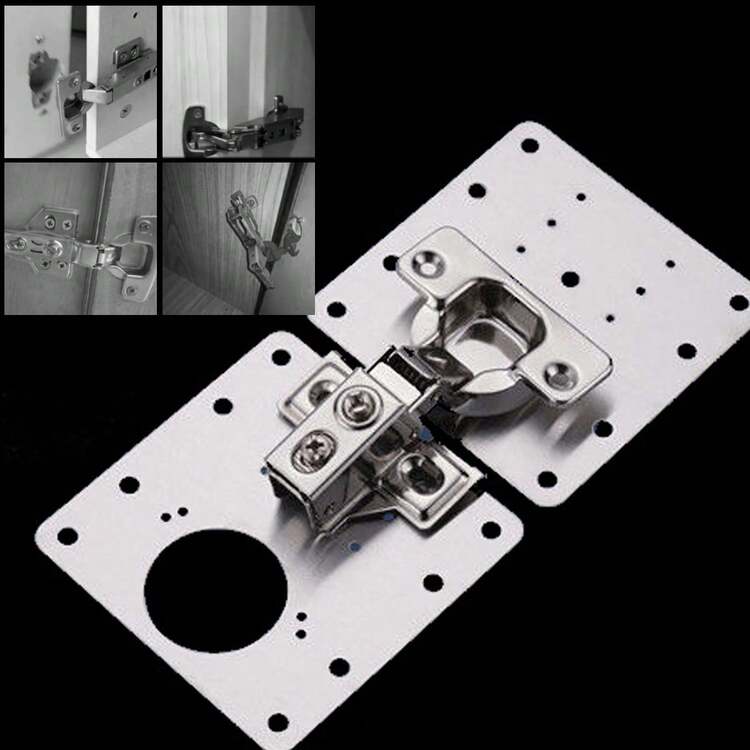12PCS Cabinet Door Side Plates With 72 Screws Kit For Hinges Repaire Fixing Kitchen Cupboard - 銀色 - 查看 4